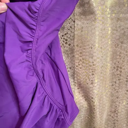 Jaclyn Smith Purple Ruched Twist Front One Piece Swimsuit, 14