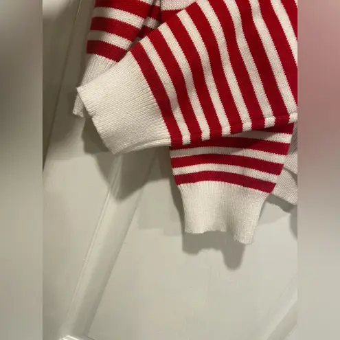 NWT Willow & Wind Size L Red Ivory Stripe Heart Knit Crew Neck Pullover Sweater Size L thumbnail 5
