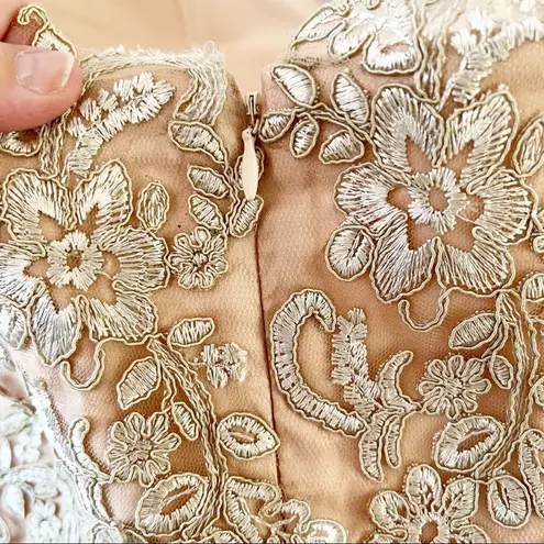 Portia & Scarlett Illusion Train Formal Dress Size AU 4 Prom Wedding Dance Party Tan