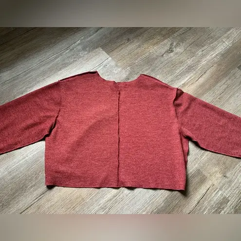 Urban Outfitters  Boxy Oversize V-neck Long Sleeve Pullover Top Red Burgundy XS