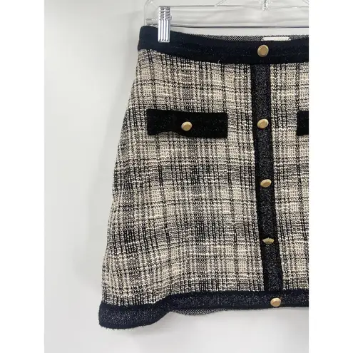 Saylor Bellamy Black Knit A-Line Button Front Mini Skirt Size Medium