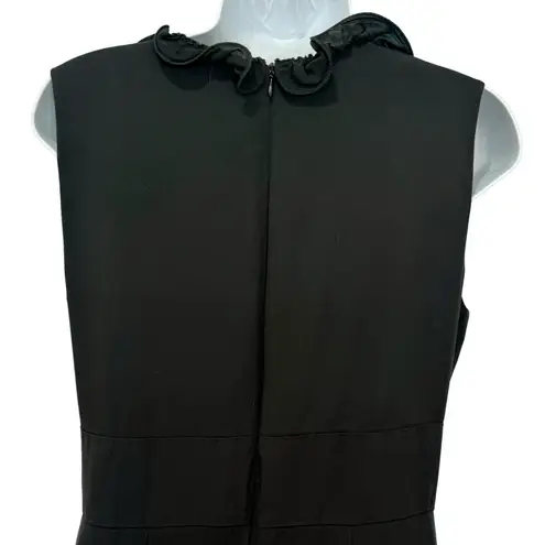 Marc Jacobs  Black Lace Hem V-Neck Ruffle Pleated Shift Dress size 6 Silk Rayon