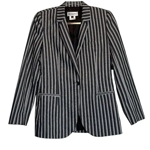 Bloomingdale's Striped Collared One Button Blazer Jacket – Chic Summer Must