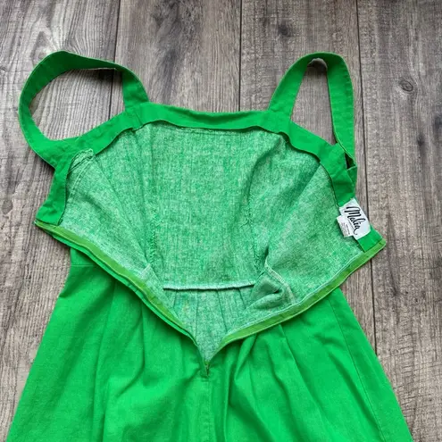 Vintage 1960s Malia Honolulu Hawaiian barkcloth dress Green Size 6