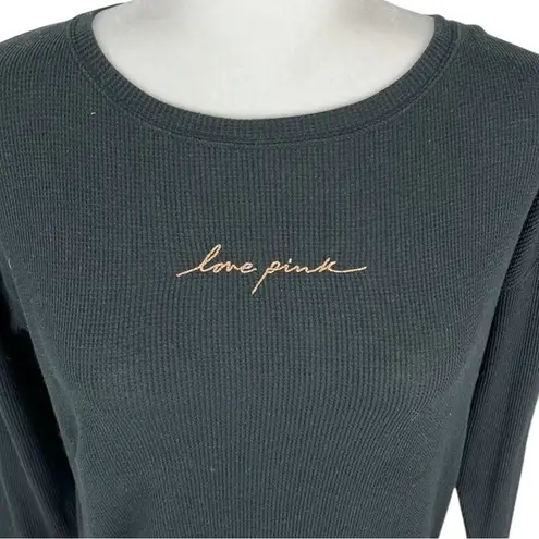 PINK - Victoria's Secret VS PINK Long Sleeve Black Love Pink Top Size Small