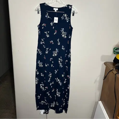 J. Jill NWT  Navy Blue Floral Perfect Summer Maxi Dress