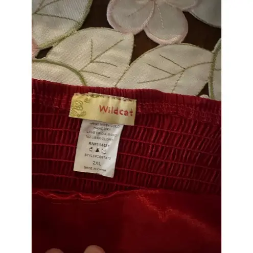 Wildcat Vintage Bedazzled Top Women's 2XL Red Embellished Size 2X