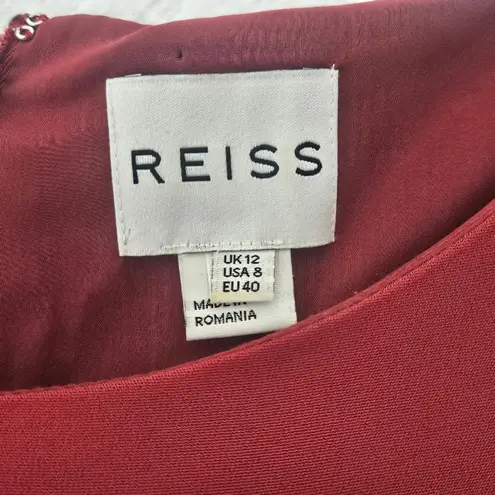 Reiss Mattia Elegant Cap Sleeve Sheath Dress in Deep Red Cocktail Dress Size 8