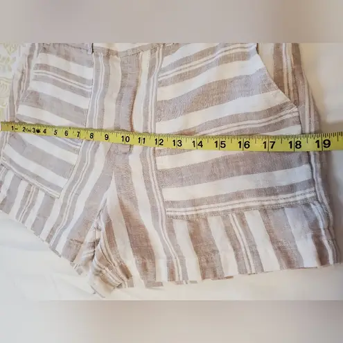 Tahari Beige & White Linen Striped Shorts Women’s Size S