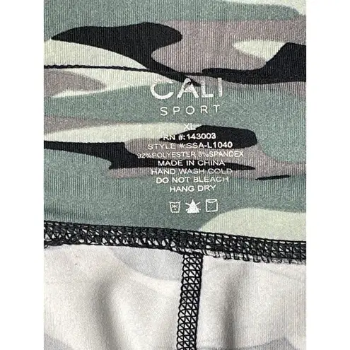 California Sport Camo Jogger Pants Drawstring Waist Black Racing Stripe Size XL Green