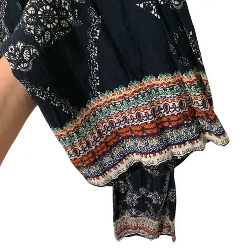 Breeze ever Elegant Black Patterned Wide Leg Pants