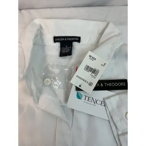 Chelsea & Theodore White Long Sleeve Button Down Shirt Career Office Work Casual