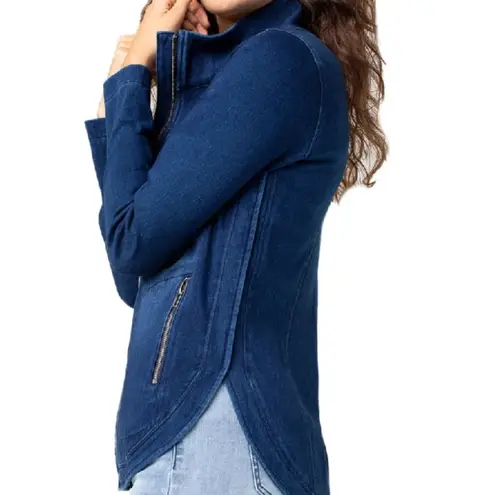 Liverpool Jeans Company Curved Hem Denim Zip Up Jacket Size Medium