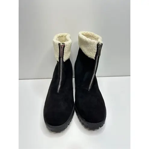 Bella Vita Cable Lug Black Booties Faux Shearling Size 8.5 New