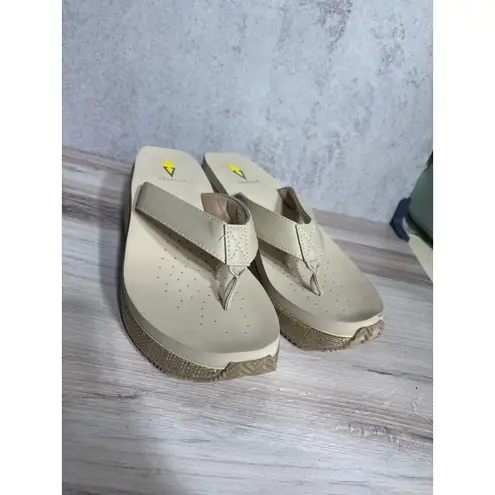 Volatile Womens 10 Wedge Bahama Flip Flop Sandals Tan Beige Comfort New