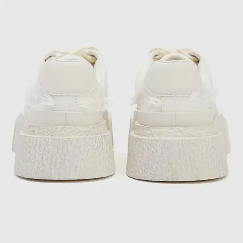 Cream Platform Sneakers with Chunky Sole and Lace