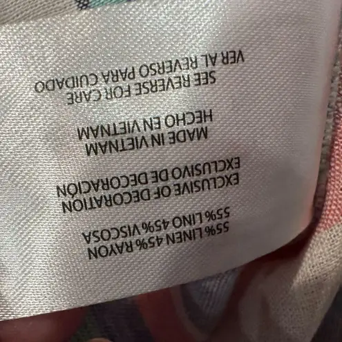 Orvis Women's Ladies Short Sleeve Button Up Linen Blend Shirt Top Stripe S