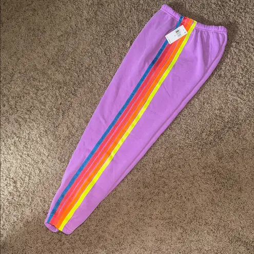 Aviator Nation NWT 5 Stripe Sweatpant in Neon Purple & Neon Stripe REVOLVE small - Image 7