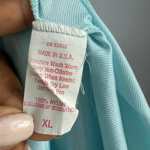 Vintage Soft Moment New York Blue Lace Nylon Nightgown Sleepwear XL