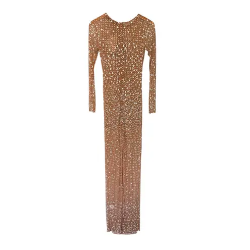 NEW Retrofete Vinci Maxi Dress Nude and Silver Size Medium Tan