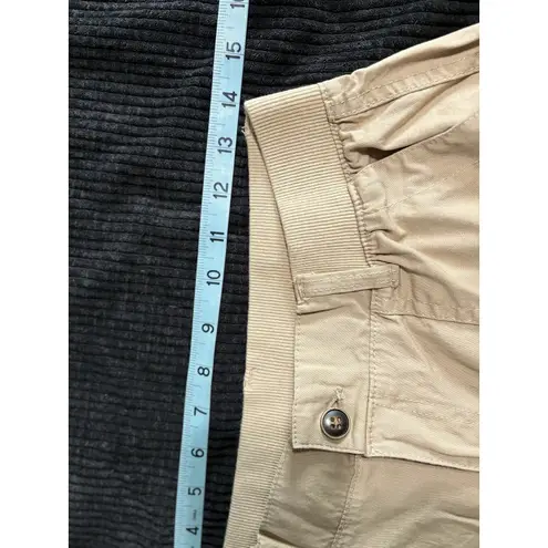 Fresh Khaki Cargo Tan Capri Pants Size 6 Mid Rise Pockets Zip Strappy Detail
