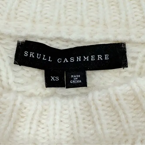 Skull Cashmere Cable Knit Sweater Cream Alpaca Wool XS Quiet Luxury Fisherman