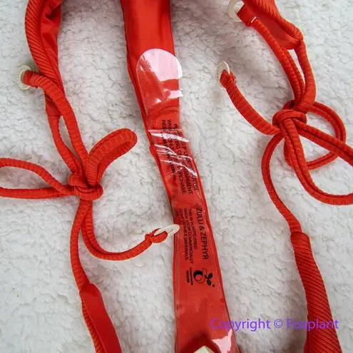 New! Set! Zulu & Zephyr Free People Tie Curve Brief Bikini, size 4 Red