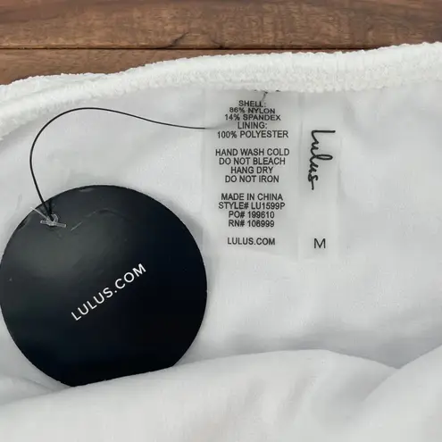 Lulus  White Textured High Waisted Bikini Bottoms Swimsuit Beach Resort Size M