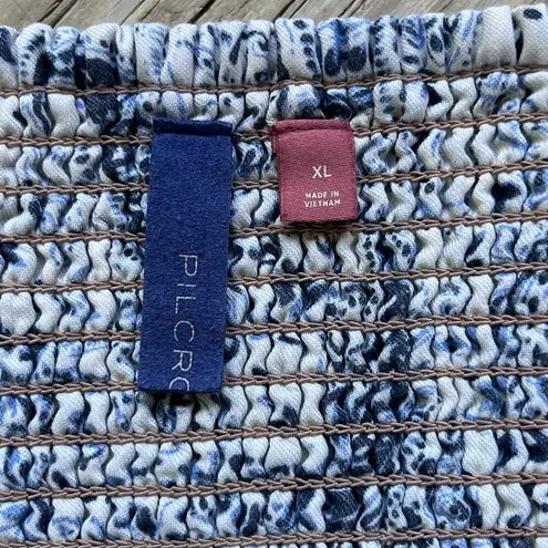 Pilcro Anthropologie Women's Blue Striped Denim Sleeveless Crop Top Size XL