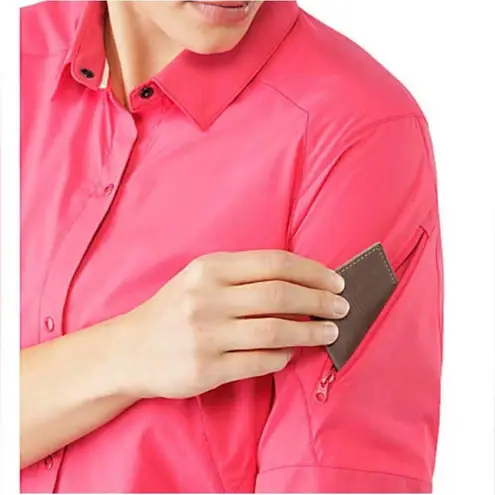 Arc’teryx Fernie Short Sleeve Nylon Snap Front Shirt in Pink Outdoors Hiking