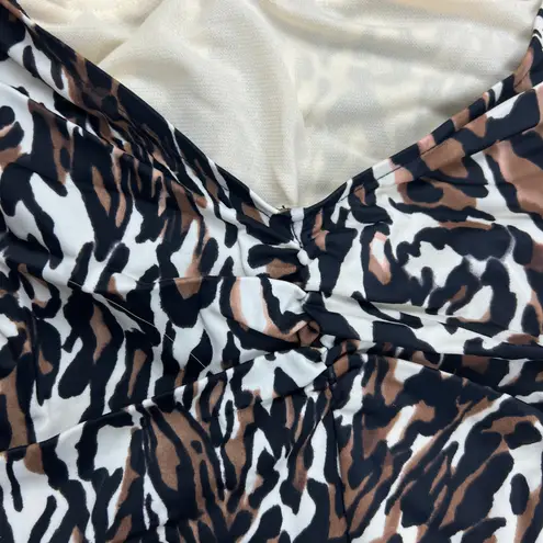 Aqua Green Women's Animal Print One Piece Halter Swimsuit - Size Large - NWT