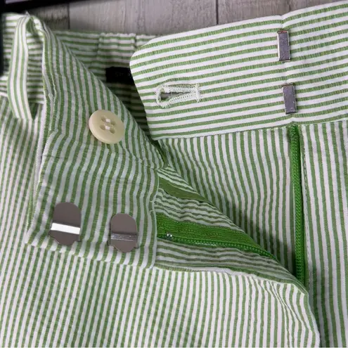 Talbots  Size 20W Green/White Striped Cropped Pants Faux Back Pockets Belt Loops