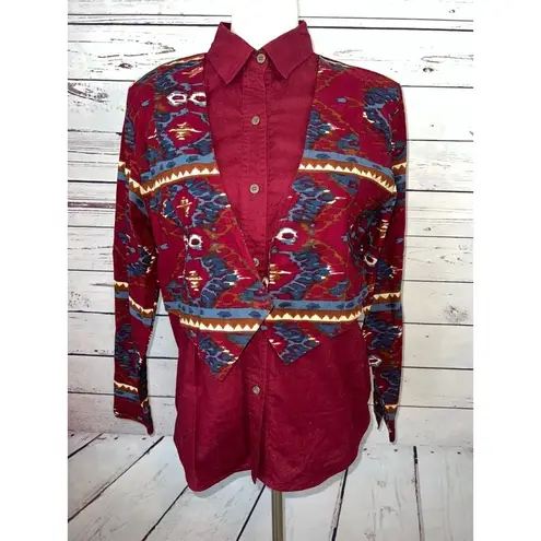 NWT Ozark Mountain Shirt Western Cowgirl Southwestern Vintage Medium Rodeo Women Red