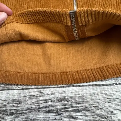Bershka Womens Wide Wale Cord Corduroy Skirt S SM Small Warm Cognac Brown Zipper