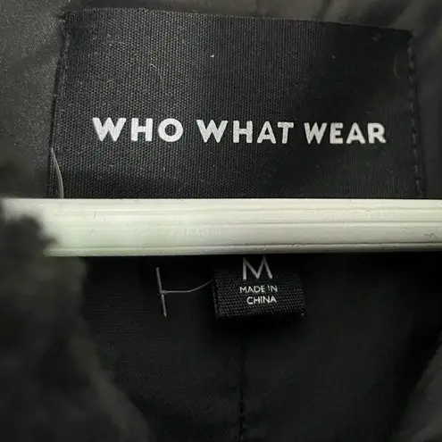 Who What Wear Women’s Teddy Sherpa Bomber Jacket Black Size Medium - Image 8