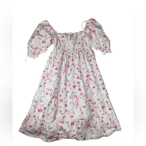 Hill House size XL white pink nap dress white pink floral smocked cottage cabin