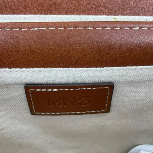 Mango  Raffia Effect Shoulder Bag Straw Crossbody Bag Brown