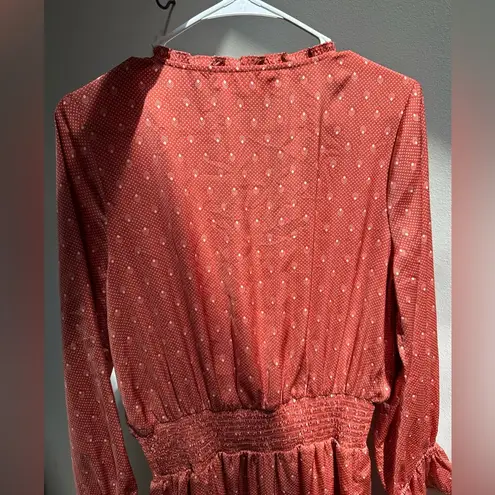 Saltwater Luxe LIKE NEW | Lena Peasant Mini Dress in Rose Dots Women’s Medium