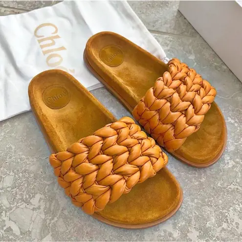 Chloé Kacey Flat Footbed Braided Leather Slides, NWT, Size 41 W Comes w/Dust Bag