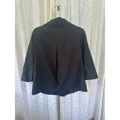 Adrienne Vittadini Studio Button Up Oversize Front Pockets Quarter Sleeve Jacket