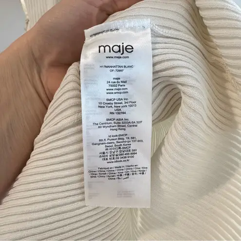 Maje  Manhattan Blanc Ribbed Two Way Top Size 2