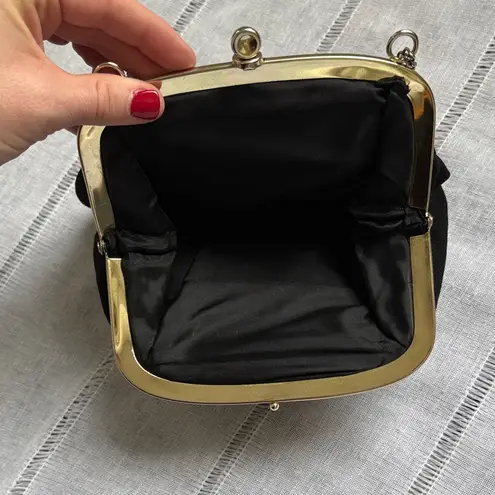 Unique Vintage Vintage Black Evening Bag With Floral Detailing