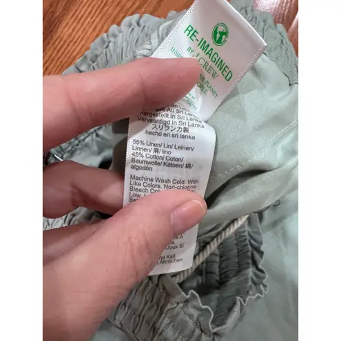J. Crew Wide Leg Linen Cotton Blend Drawstring Pants Sage Green Size XS BG359