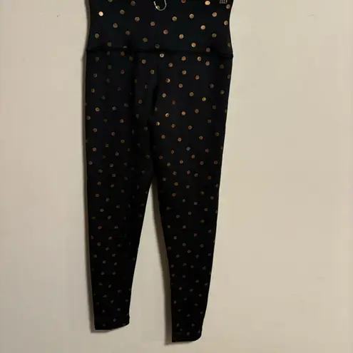Beach Riot Sport Gold Polka Dot Black High Waisted Leggings- Size XS