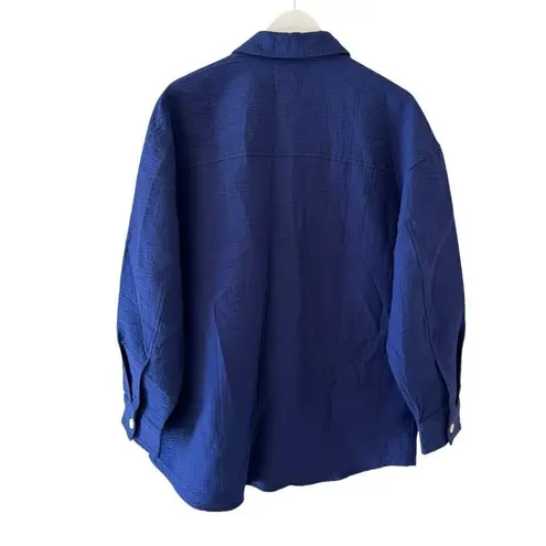 Madewell  Super Oversized Shirt Jacket Passport Blue Shacket SZ L  #2307