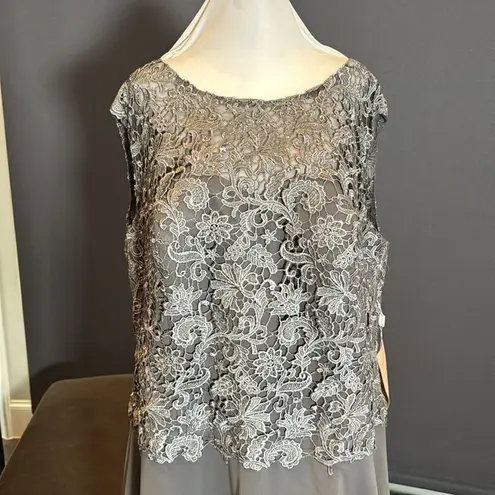 Women’s Gray Chiffon & Lace Formal Dress Matching Jacket Size XXL 20/22 NWT
