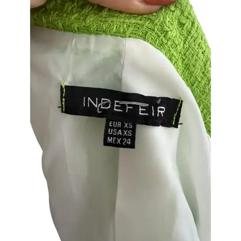 INDEFEIR Lime Green Boucle Crop Blazer Jacket Size XS