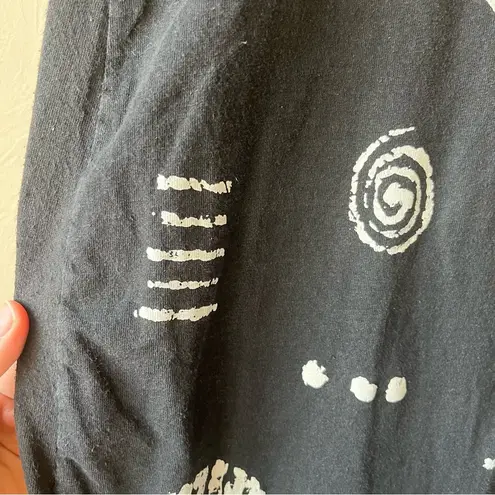 Cotton Fields Mac Black Fish Stencil Print Maxi Sleeveless Dress lagenlook Art Size L