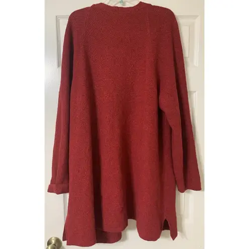 J.Jill  Cotton, Wool, Silk, ++… Blend Open Front Cardigan Red 3X Has Pockets C18