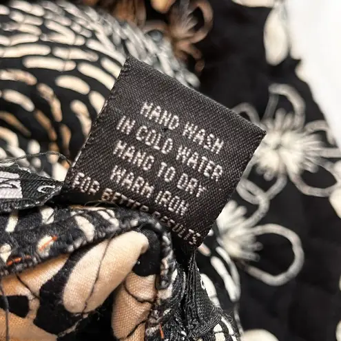 Reversible Floral Quilted Jacket Patchwork Casual Studio Black Pattern SZ S